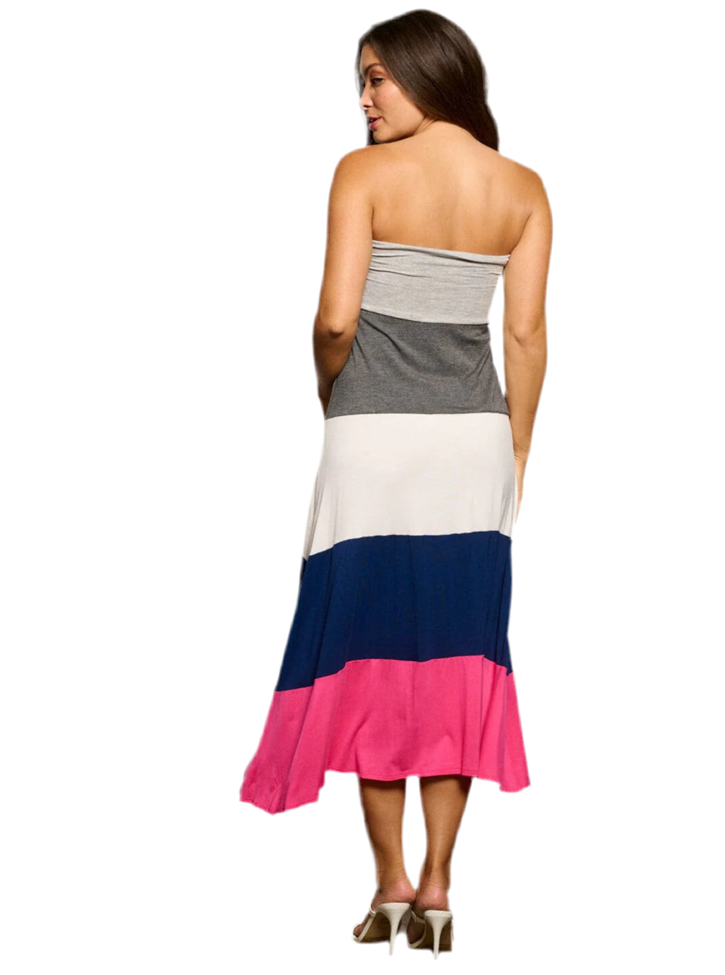 Blocked Strapless Maxi Dress