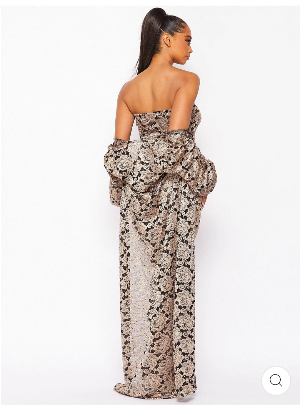 Rosé Gold Luxe Lace Set – Strapless Dress & Duster Combo