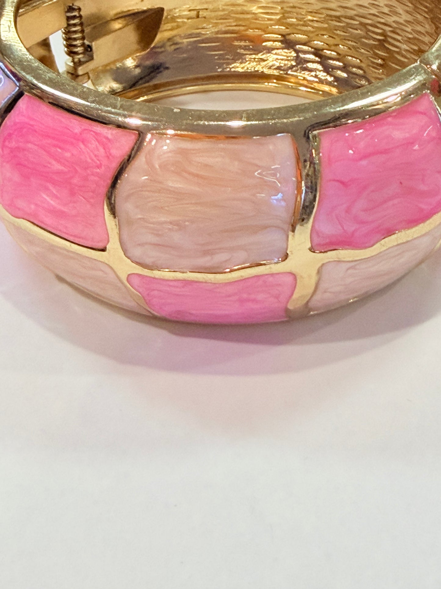 Pink Mosaic Hinged Bangle