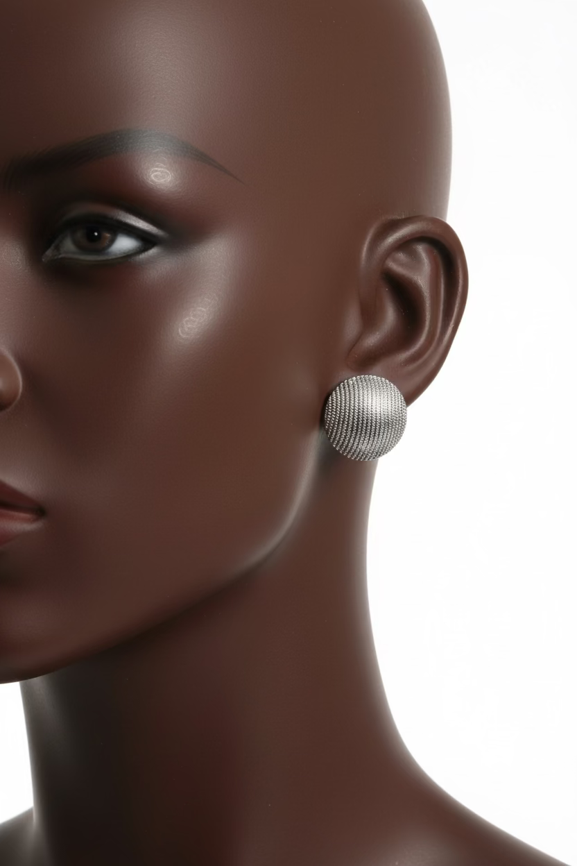 Golden Texture Button Stud Earrings