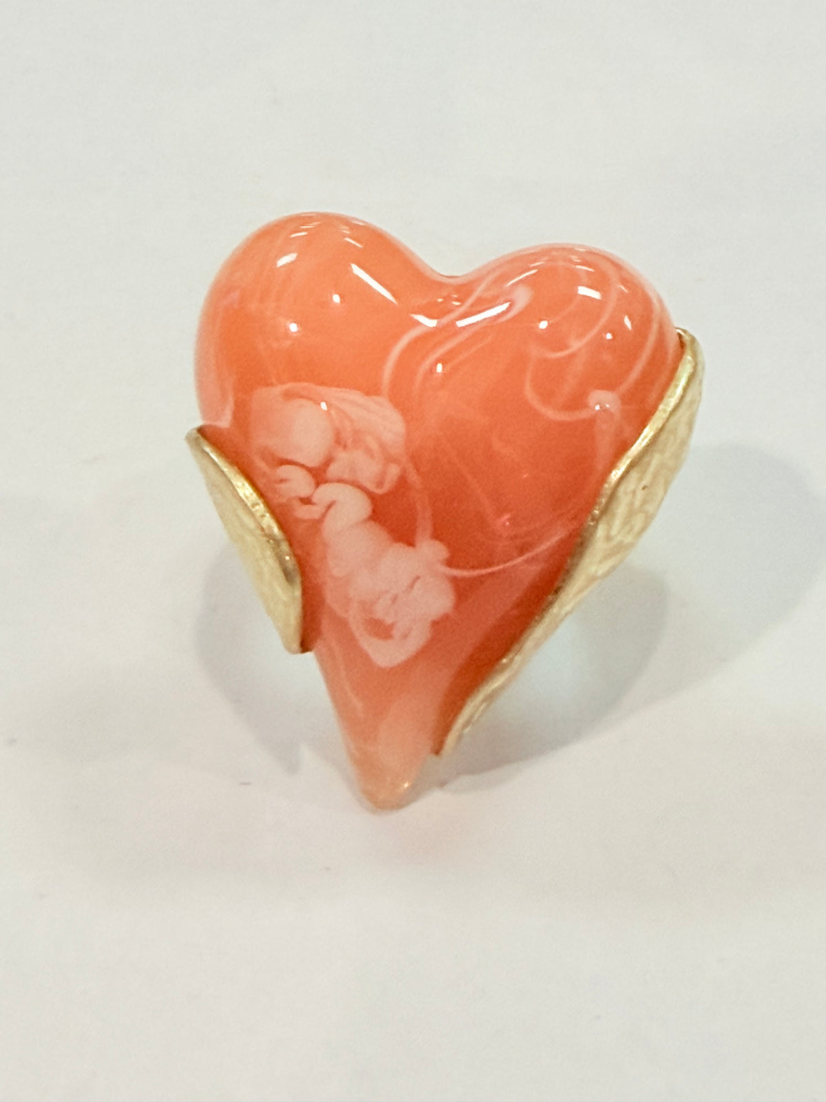 Coral Heart Stretch Ring