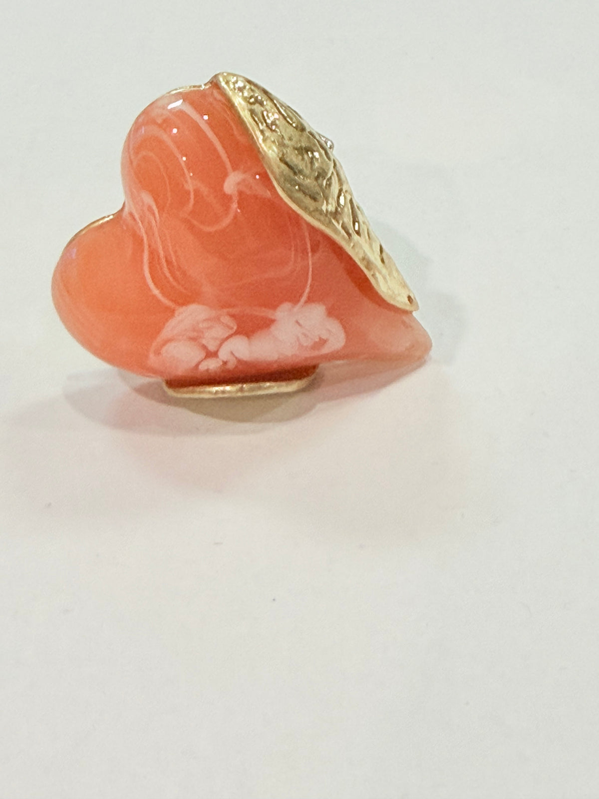 Coral Heart Stretch Ring