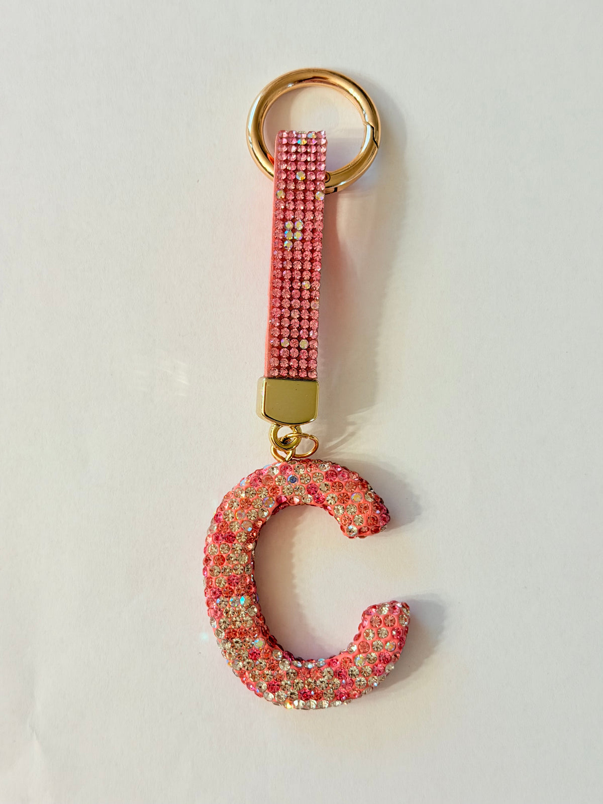 Initial Bling Strap Keychain