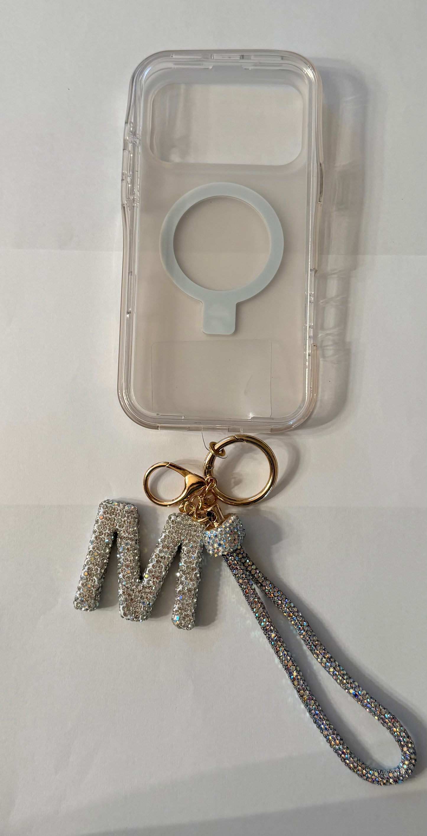 Bling Initial Phone Wristlet Keychain
