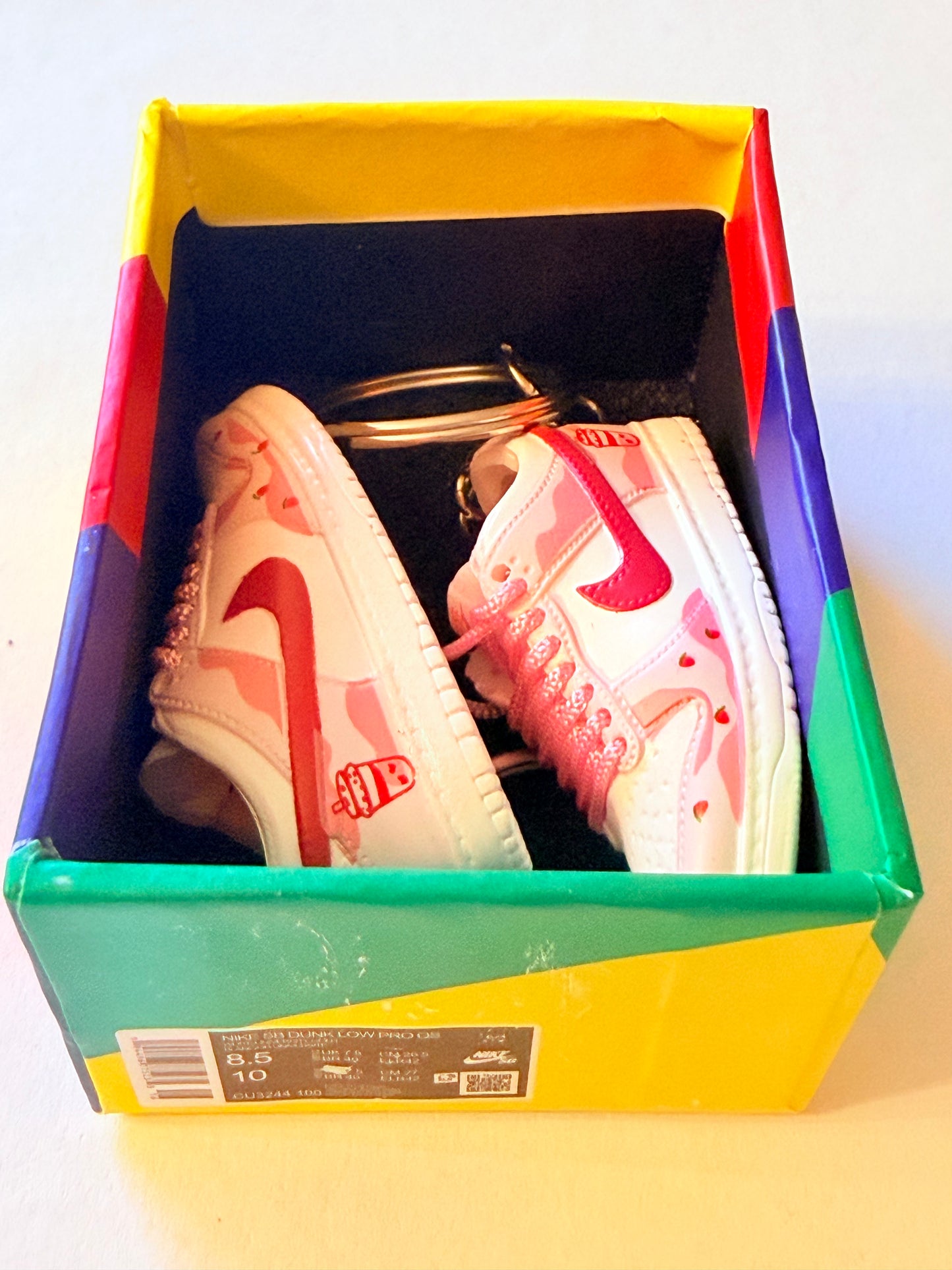 Pink Strawberry Drip Mini Sneaker Keychain – Collector’s Set
