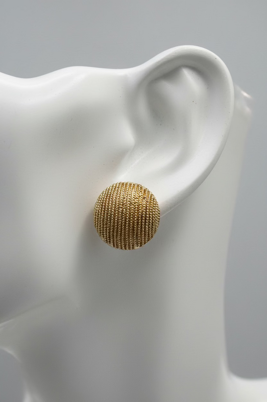 Golden Texture Button Stud Earrings