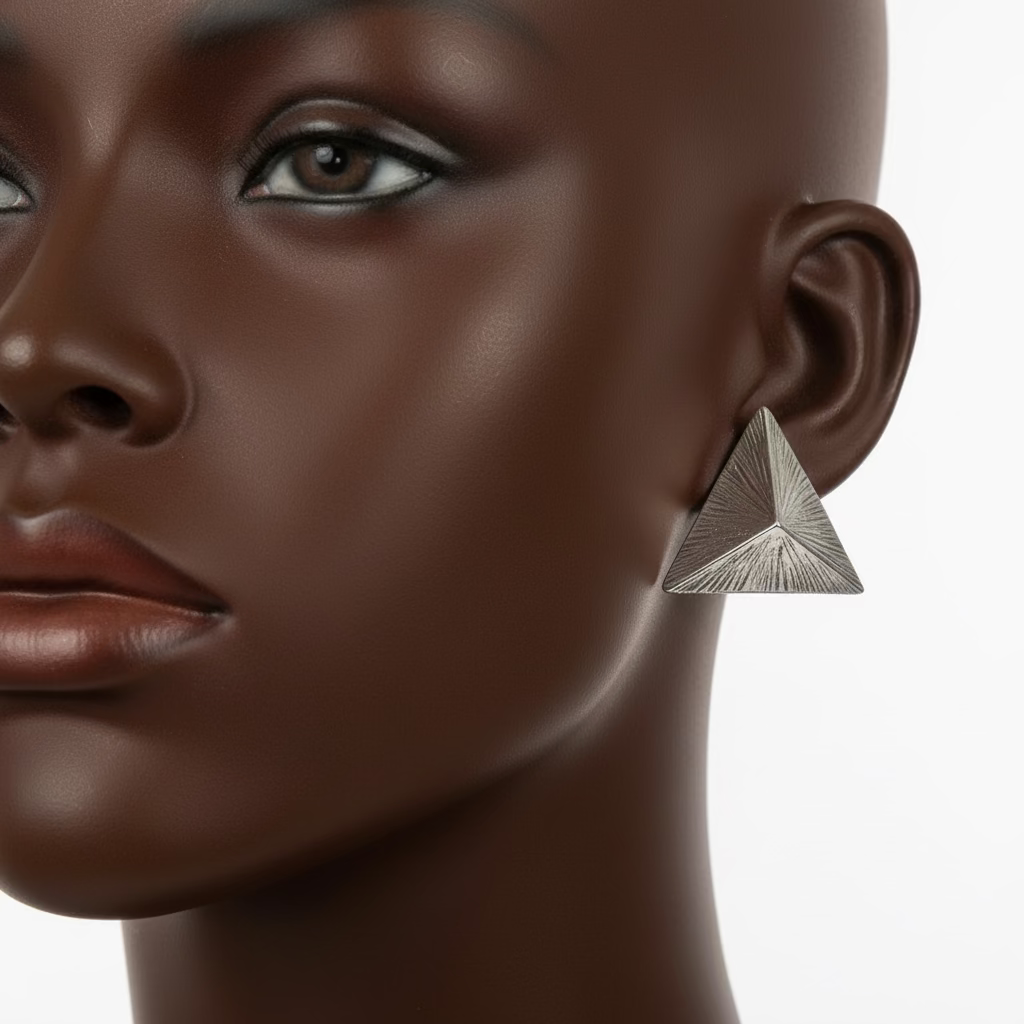 Golden Edge Pyramid Stud Earrings