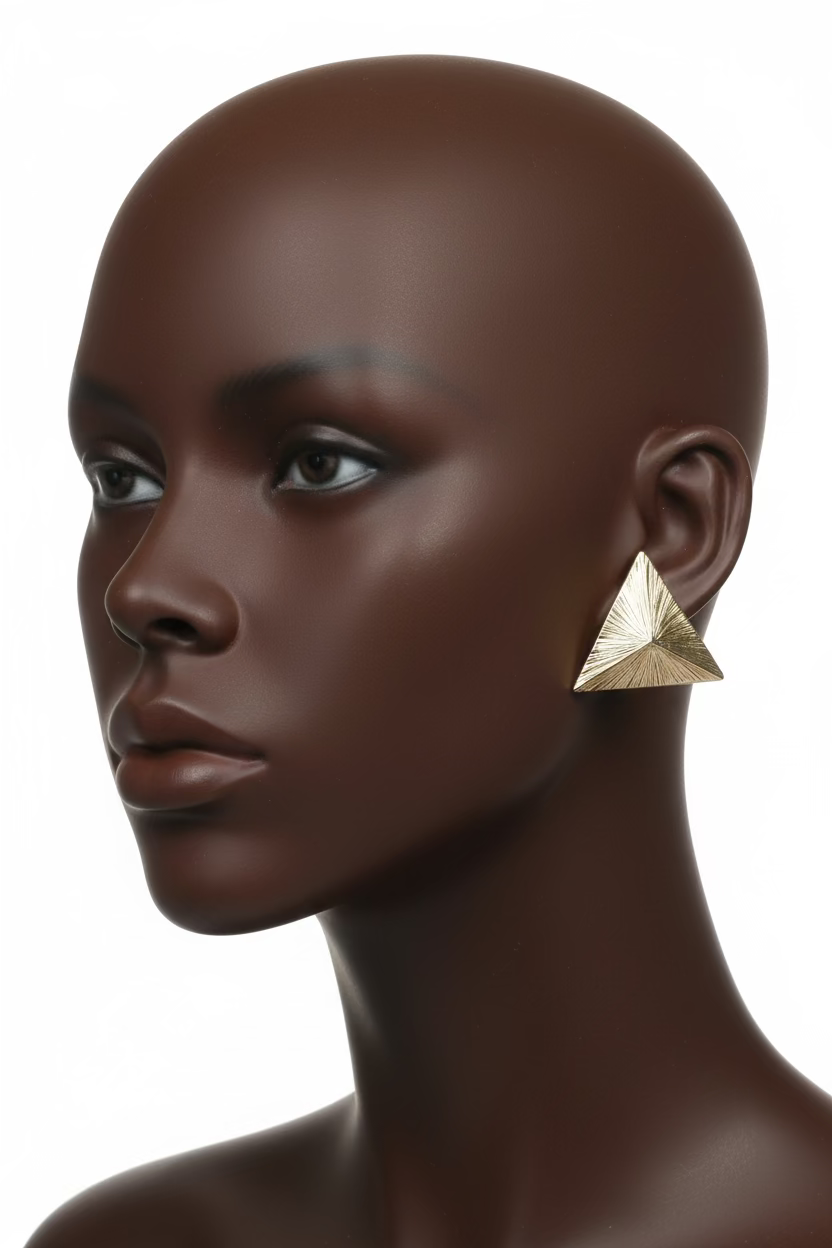 Golden Edge Pyramid Stud Earrings