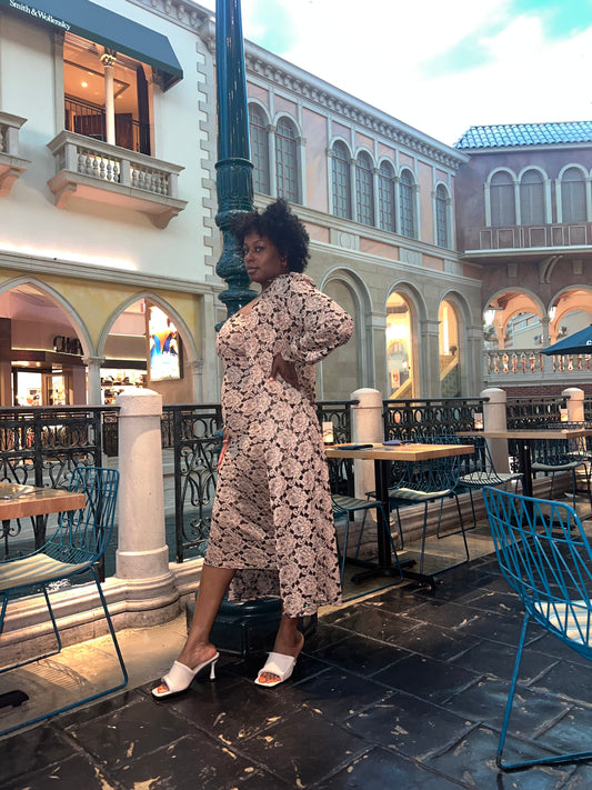 Rosé Gold Luxe Lace Set – Strapless Dress & Duster Combo